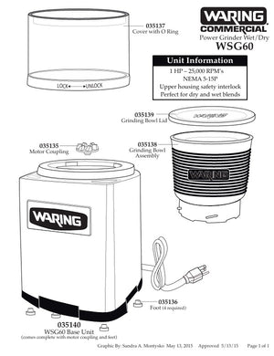 Waring WSG60 Parts Diagram