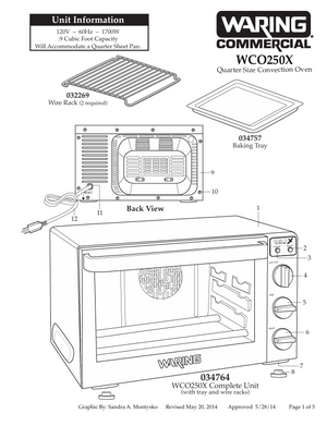 Waring WCO250X Parts Diagram
