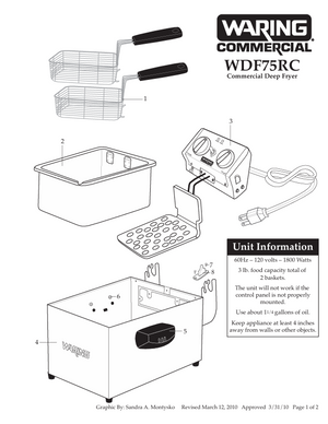 Waring WDF75RC Parts Diagram