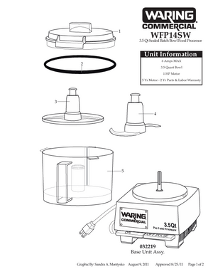 Waring WFP14SW Parts Diagram