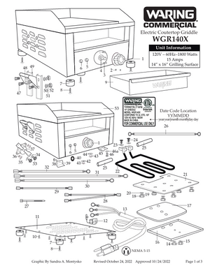 Waring WGR140X Parts Diagram