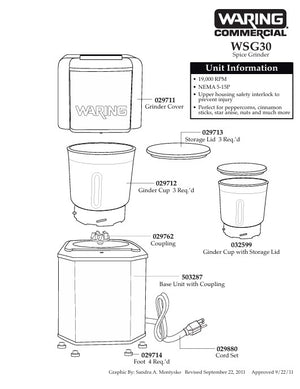 Waring WSG30 Parts Diagram