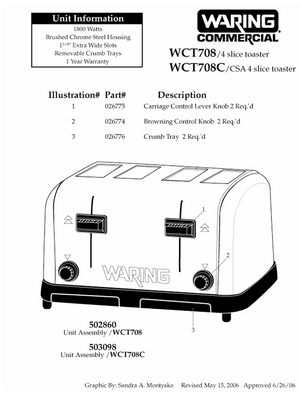 Waring WCT708 Parts Diagram