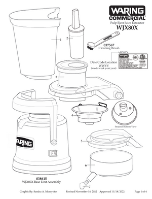 Waring WJX80X Parts Diagram
