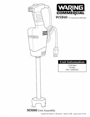 Waring WSB40 Parts Diagram