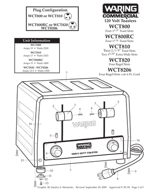 Waring WCT800 Parts Diagram