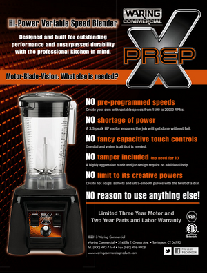 Waring MX1200XTX SpecSheet