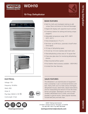 Waring WDH10 SpecSheet