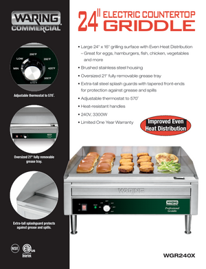 Waring WGR240X SpecSheet