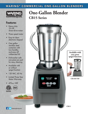 Waring CB15T SpecSheet