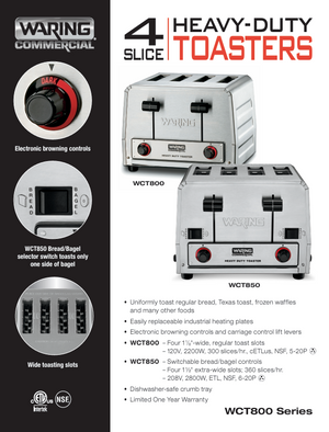 Waring WCT855 SpecSheet