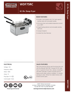 Waring WDF75RC SpecSheet