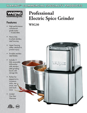 Waring WSG30 SpecSheet