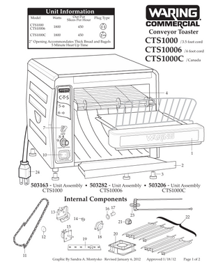 Waring CTS1000 Parts Diagram
