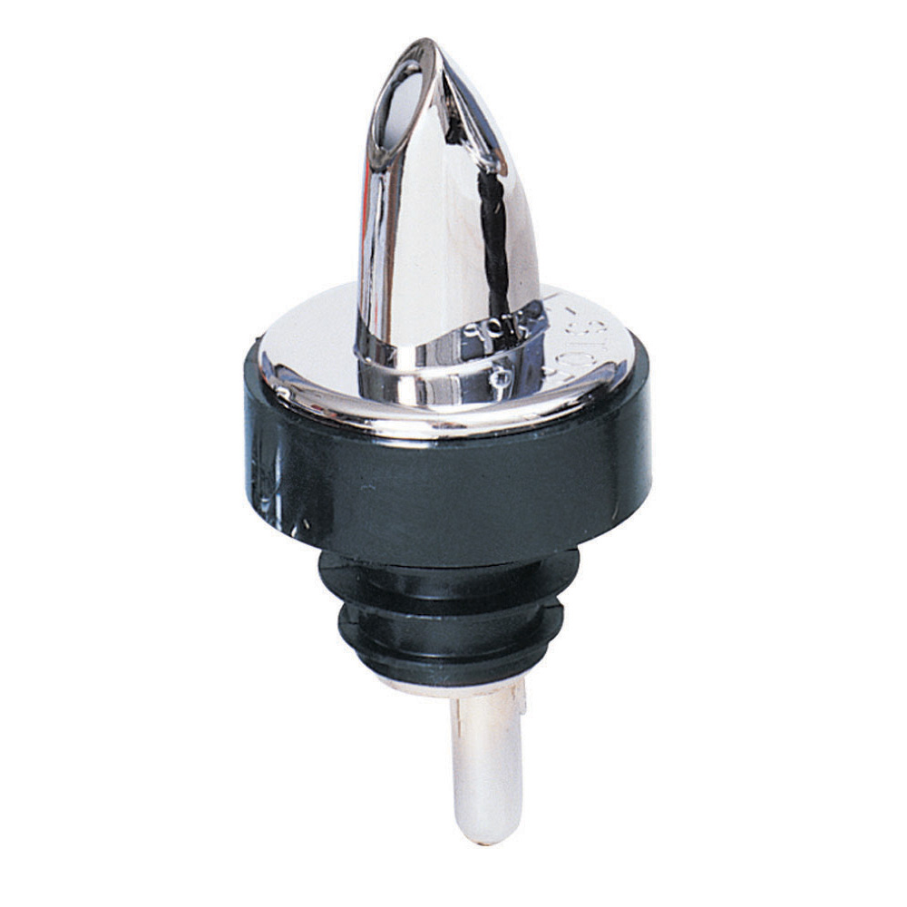 Spill-Stop 371-00 Pourer, plastic, soft poly-kork, chrome with black collar, Made in USA