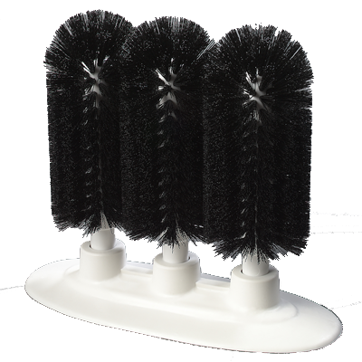 Carlisle 4046103 Sparta® Triple Glass Washer , 8" long, 6"L x 2-7/8" dia. round triple heads, black