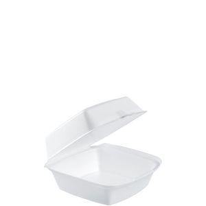 Dart 60HT1 Insulated 1 Compartment Foam Hinged Lid Containers 6" x 6" x 3", 500 Per Case