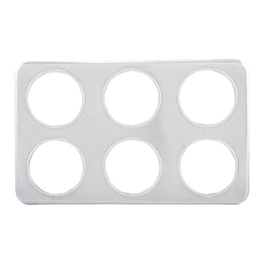 Winco ADP-444 Adapter Plate, 21"W x 13"D, (6) 4-3/4" holes, fits 2-1/2 quart insets, stainless steel