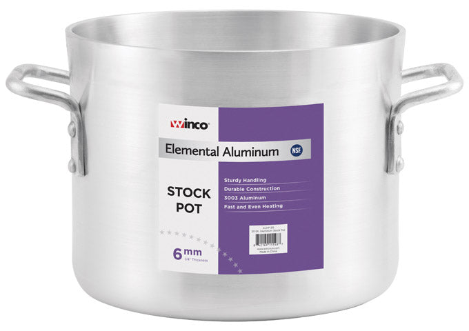 Winco ALHP-60 Elemental Stock Pot, 60 qt., 16-1/4" x 17-3/8", 6mm, 3003 Aluminum, NSF