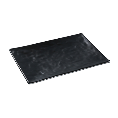 Yanco BP-2016 Black Pearl Plate, 16" x 10-1/4", rectangular, Asian style, melamine, black