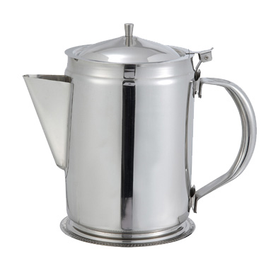 Winco BS-64 Beverage Server, 64 oz., with hinged top cover, handle, stainless steel, mirror finish