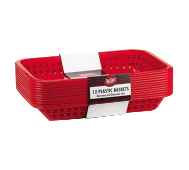 TableCraft Products C1077R Grande Baskets, 10-3/4" x 7-3/4" x 1-1/2", rectangular, polypropylene, red, Made in USA