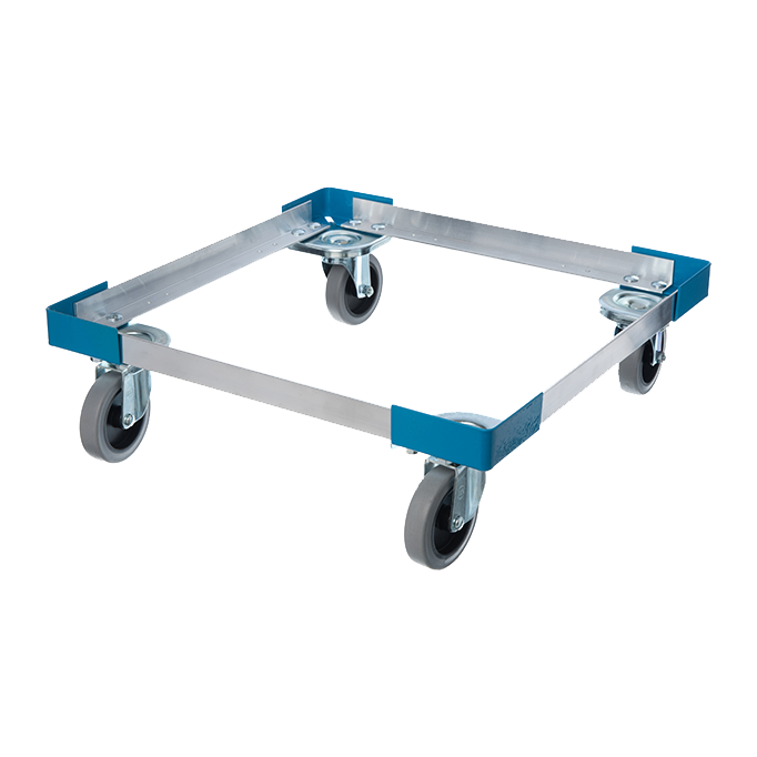 Carlisle C2220A14 E-Z Glide™ Open-Frame Dolly (No Handle), Aluminum, Blue