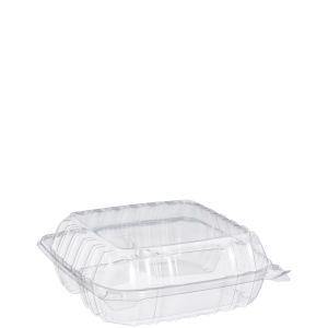 Dart C90PST3 ClearSeal 3 Compartment Hinged Lid Containers 8 5/16" x 8 5/16" x 3"
