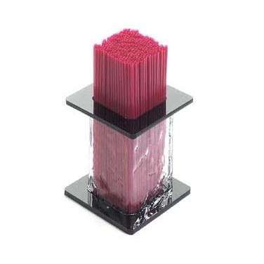 Cal-Mil 1228 3.5" Square Stir Stick Holder with Faux Glass Body, Black Top