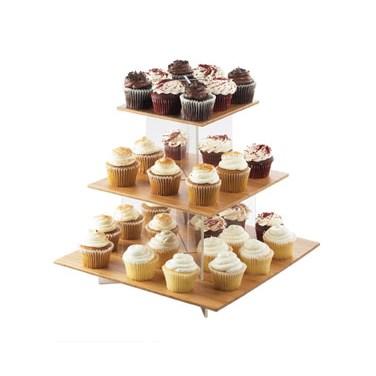 Cal-Mil 1318-60 3 Tier Cupcake Display Stand - 20"W X 20"D X 17.25"H, Bamboo