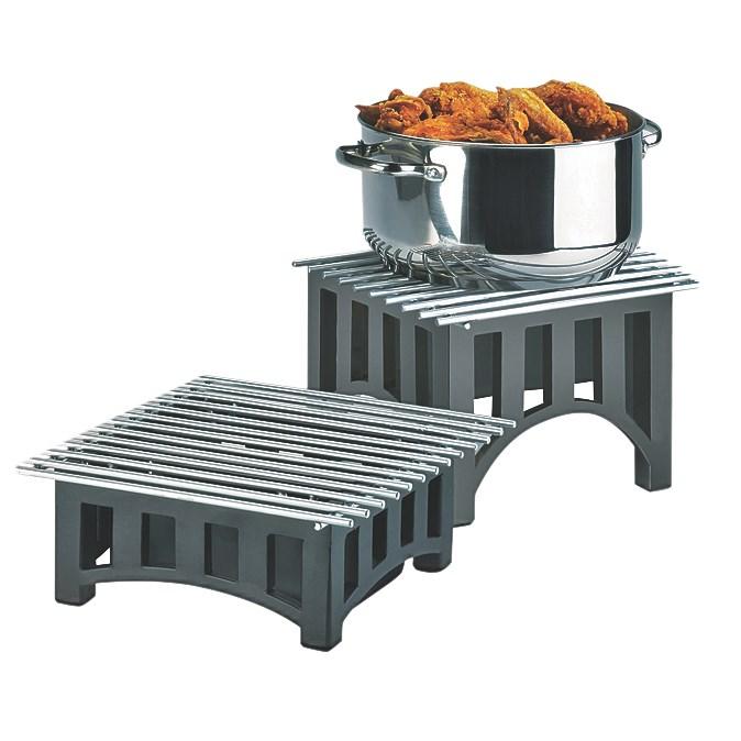 Cal-Mil 1360-12-13 12” Square Bridge Style Chafer Alternative -7.5" H, Black