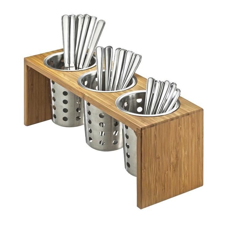 Cal-Mil 1425-3-99 Madera 3-Cylinder Horizontal Flatware / Condiment Display