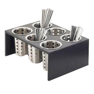 Cal-Mil 1425-6-96 Midnight Bamboo 6-Cylinder Horizontal Flatware / Condiment Display