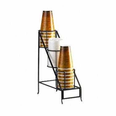 Cal-Mil 1452 Iron Cup and Lid Display, Powder Coated Wire Frame, Black