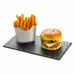 Cal-Mil 1522-712-65M Rectangular Faux Slate Serving Board - 12" x 7", Melamine, Black