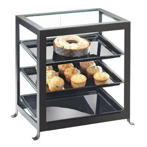 Cal-Mil 1575-13 Soho Three Tier Black Display Case with Rear Doors - 21.25"W