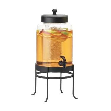 Cal-Mil 1580-2-13 2 Gallon Black Soho Glass Beverage Dispenser with Ice Chamber