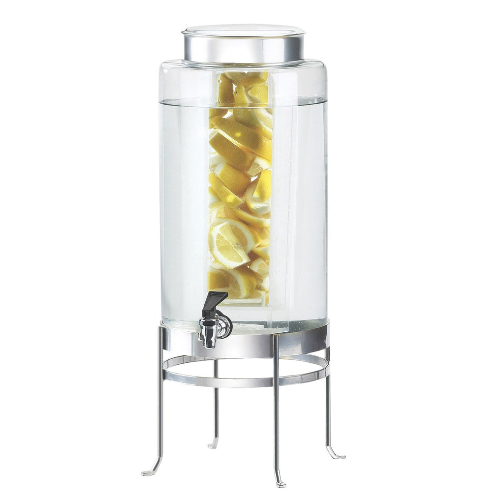 Cal-Mil 1580-2INF-74 2 Gallon Silver Soho Glass Beverage Dispenser with Infusion Chamber