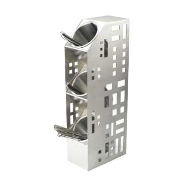 Cal-Mil 1605-55 Squared Stainless Steel 3-Cylinder Vertical Flatware / Condiment Display