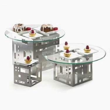 Cal-Mil 1607-9-55 9" Stainless Steel Squared Cube Riser
