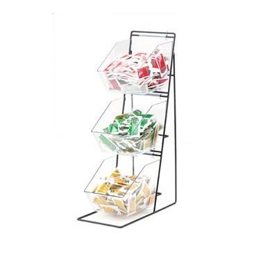 Cal-Mil 1709 Iron Black Three Tier Condiment Display with Clear Bins