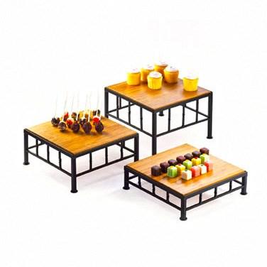 Cal-Mil 1711-7-60 Riser, 7"H, Bamboo Top, Iron Frame, Black