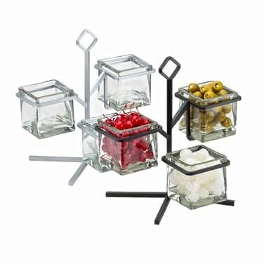 Cal-Mil 1804-13 Iron Three Tier Black Glass Jar Display