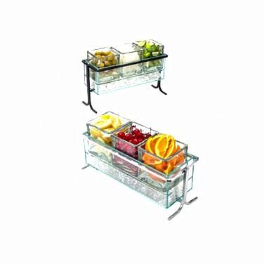Cal-Mil 1806-5-39 Iced Condiment Jar Riser Set with (3) 4" X 4" Jars - Iron, Silver