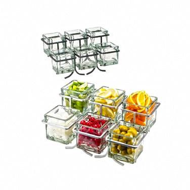 Cal-Mil 1809-39 Jar Frame, (6) Glass Jars, Iron, Silver