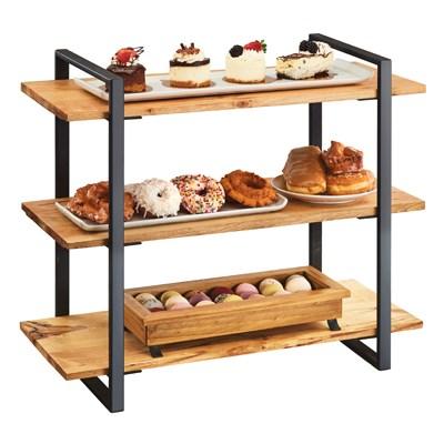 Cal-Mil 1940-99 Madera Rustic Pine 3-Shelf Metal Frame Riser with Black Frame