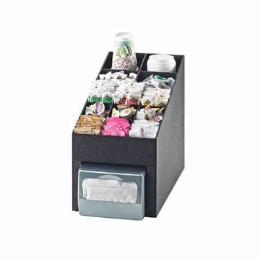 Cal-Mil 2042 Classic Black Cup / Lid / Condiment Organizer with Napkin Dispenser Slot