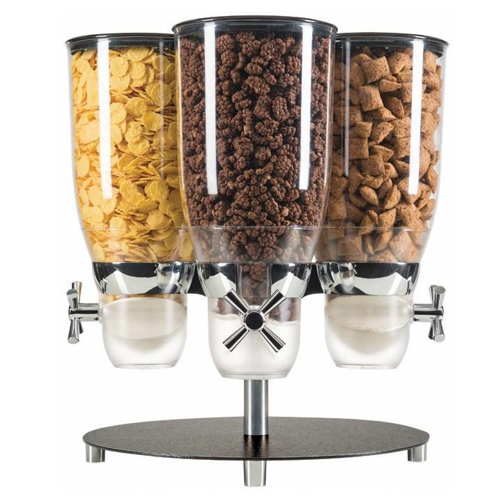 Cal-Mil 22004-4-13 Rotating Cereal Dispenser with (4) 3.5 Liter Containers - Metal Base, Black