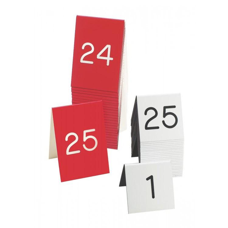 Cal-Mil 271B-1 Red Engraved Number Tent Sign Set 26-50