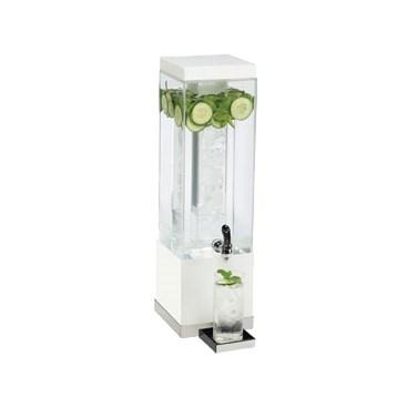 Cal-Mil 3002-3-55 3 Gallon Square Luxe Beverage Dispenser - Lid, Spigot, Acrylic, White